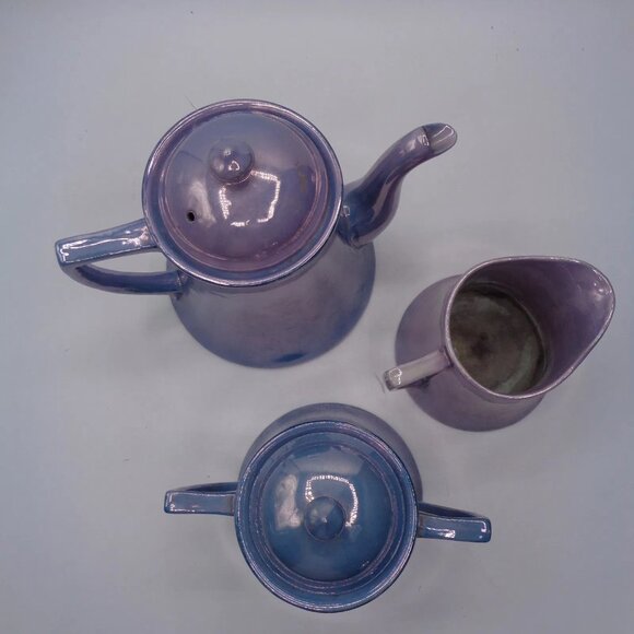 Vintage Japanese Lusterware Teapot, Sugar Bowl and Creamer - Picture 3 of 9